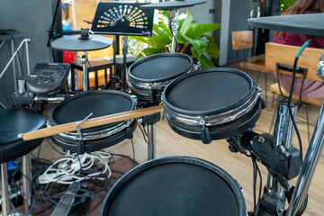 Fototapeta na wymiar a modern percussion drum set.
