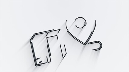 Map navigation line shadow icon isolated on white background. Outline web icon. Motion graphics.