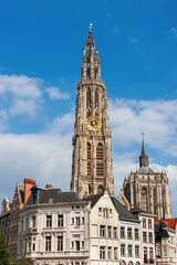 Fototapeta na wymiar Cathedral of Our Lady in center of Antwerp, Belgium