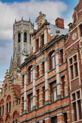 Fototapeta premium Traditional colorful Belgian house facades in Bruges.