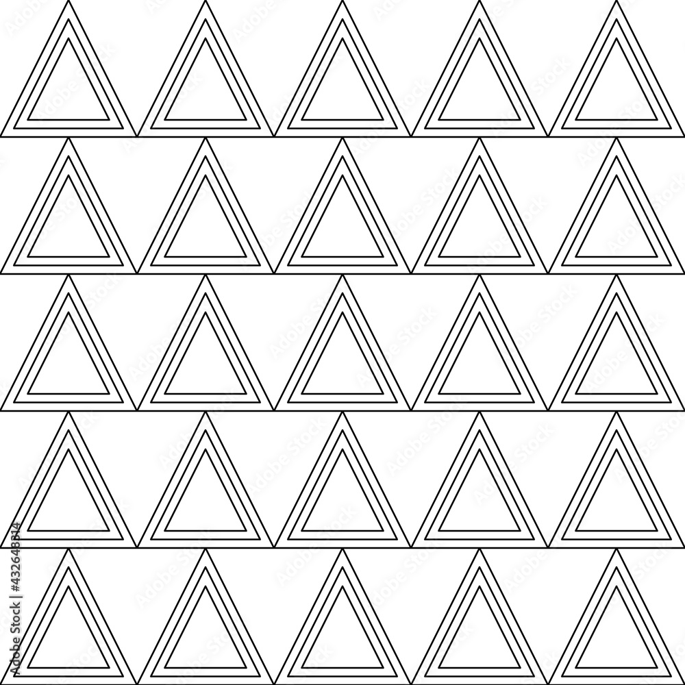 Poster Triple triangles same pattern. Vector and monochrome seamless pattern.