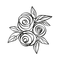 Floral compositions in line art style. Flower bouquets of rosebuds and leaves. SVG for cutting. Suitable for wedding invitations, and mother's day cards. As icons for the website and social media.
