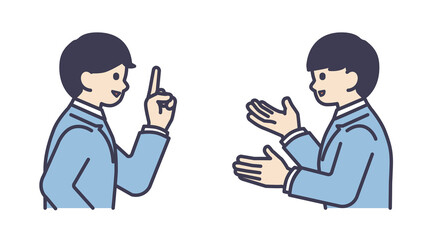 ディスカッションをする男性のイラスト素材