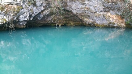 The source of Gorgazzo, in Polcenigo, is a underwater cave where the homonymous torrent originates,...