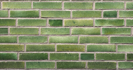 wide 4K green brick wall background