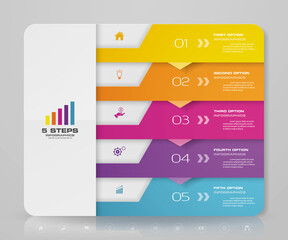 5 steps infographics chart design element. For data presentation.	
