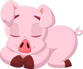 cartoon baby pig sleeping
