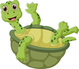 cartoon cute turtle waving