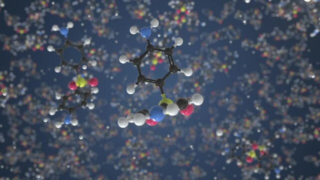 Dapsone molecule. Molecular model. Looping seamless 3d animation