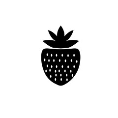 strawberry black icon isolated on white background