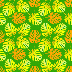 Monstera leaves seamless pattern.