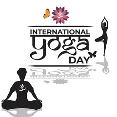 Vector illustration of International Yoga day concept banner, 21 June.
