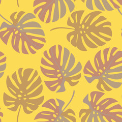 Monstera leaves seamless pattern.