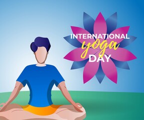 Vector illustration of International Yoga day concept banner, 21 June.