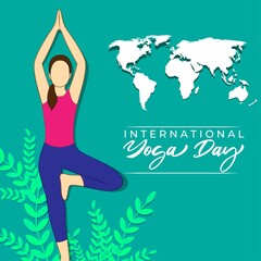 Vector illustration of International Yoga day concept banner, 21 June.