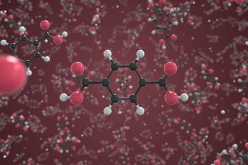 Terephthalic acid molecule, ball-and-stick molecular model. Chemical 3d rendering