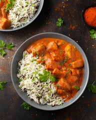 Chicken Paprikash with basmati, wild rice in juicy paprika sauce and parsley.