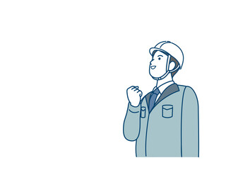 ガッツポーズをする　現場監督　建築士　製造業　　男性　決意と希望　イラスト素材