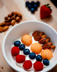 yogurt with berries and blueberries