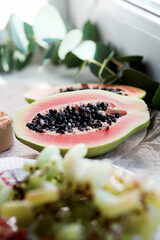 very sweet papaya from thailand. relatives brought fruit from vacation.