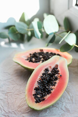 very sweet papaya from thailand. relatives brought fruit from vacation.