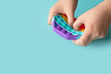Silicone toy antistress pop it. New trend from tik tok. Colorful anti stress silicone sensors toy.