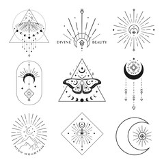 abstract mystic black vector line design elements