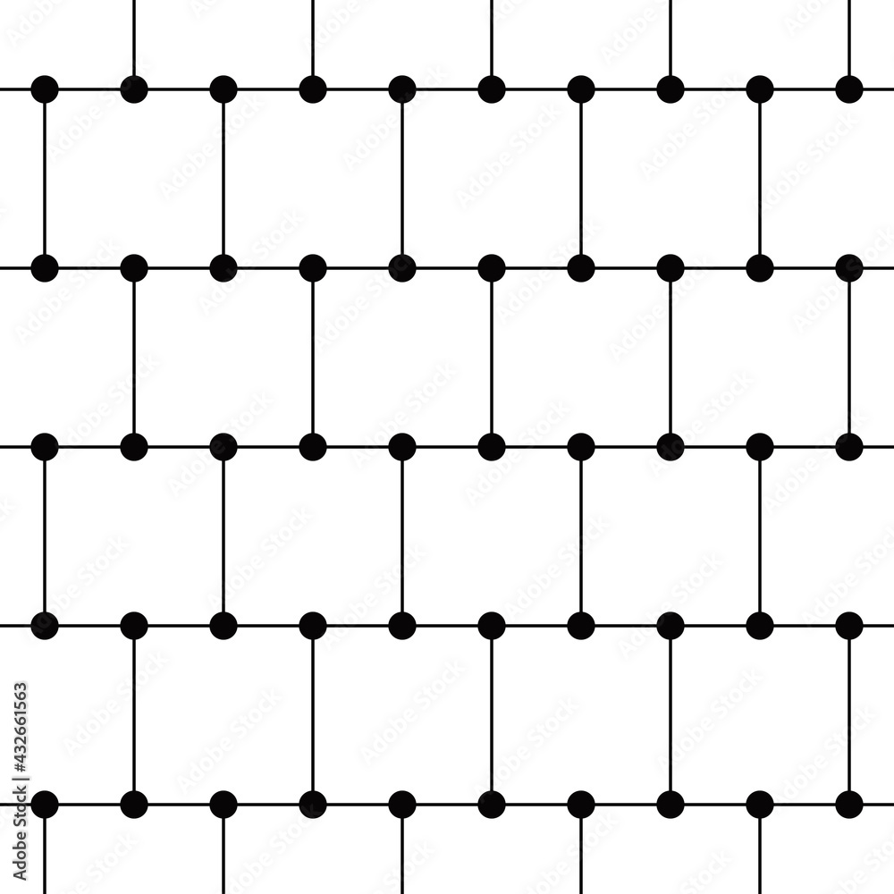 Poster Bricks pattern. Vector bricks connected with dots. Seamless ornament.