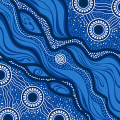River dot art aboriginal painting