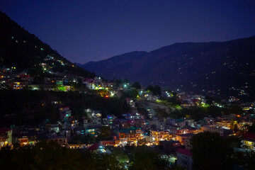 night view of the city of kullu ,india
