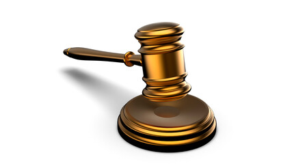 judge gavel, judge hammer on a white background 3d render