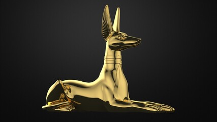 Anubis, Egyptian God in the kingdom of the dead, a god with a jackal head on a dark background 3d render