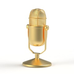 Golden studio microphone isolation on white background 3d render