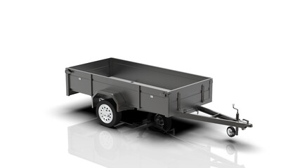 car trailer on white background 3d render