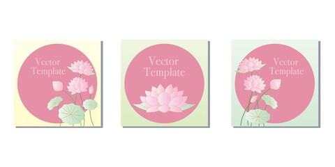 Healing and Beauty concept Lotus flower decoration square template for Spa, beauty, card, invitation and web design.