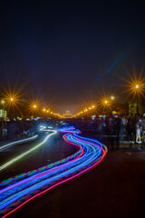night light painting in delhi city