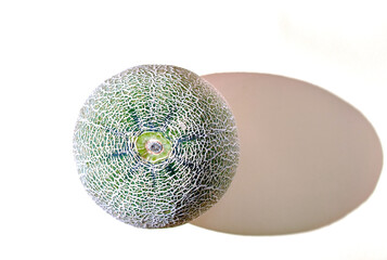 白い背景と完熟のメロンの様子