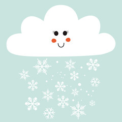 Cute cloud sign, flat vector illustration.