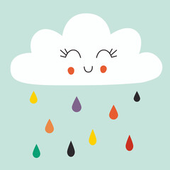 Cute cloud sign, flat vector illustration.