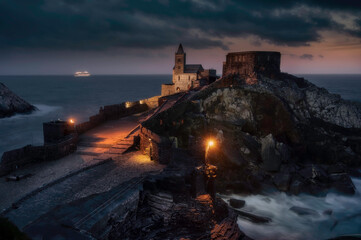 Fototapeta na wymiar Portovenere, a tourist destination near the Cinque Terre,