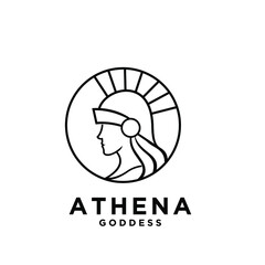 premium Athena the goddess black vector icon line logo illustration design isolated background - obrazy, fototapety, plakaty