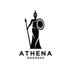 premium Athena the goddess black vector logo illustration design isolated background - obrazy, fototapety, plakaty