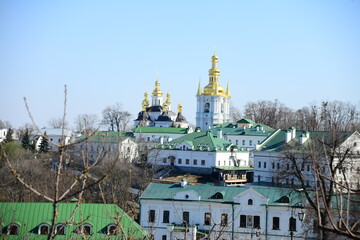 Great Lavra bell tower and Uspenskiy Sobor Cathedral in Kiev, Ukraine