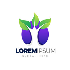 Eco leaf logo. tree nature gradient logo template