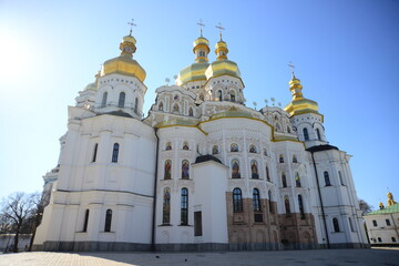 Obraz premium Great Lavra bell tower and Uspenskiy Sobor Cathedral in Kiev, Ukraine