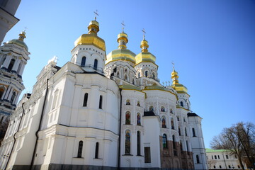Great Lavra bell tower and Uspenskiy Sobor Cathedral in Kiev, Ukraine