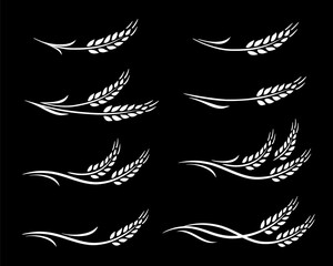 set of white wheat ears icons silhouette - 432668532