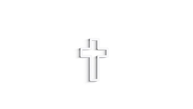 3D Christian cross icon isolated on green background. Church cross. Motion graphics.
