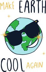 Vector print design for children with the theme of protecting the world and ecological balance.