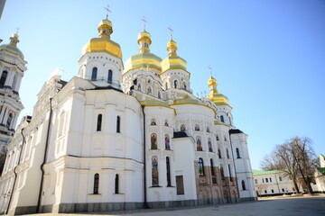 Great Lavra bell tower and Uspenskiy Sobor Cathedral in Kiev, Ukraine